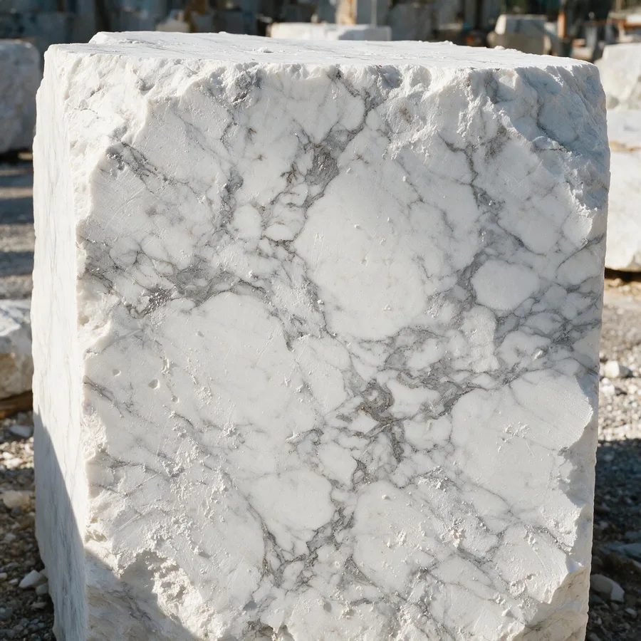 Textura natural de um bloco de mármore extraído na jazida DCosta